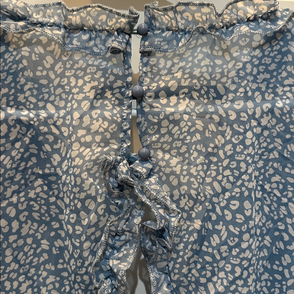 Dusty Blue Ruffle Dress - Picture 5 of 8